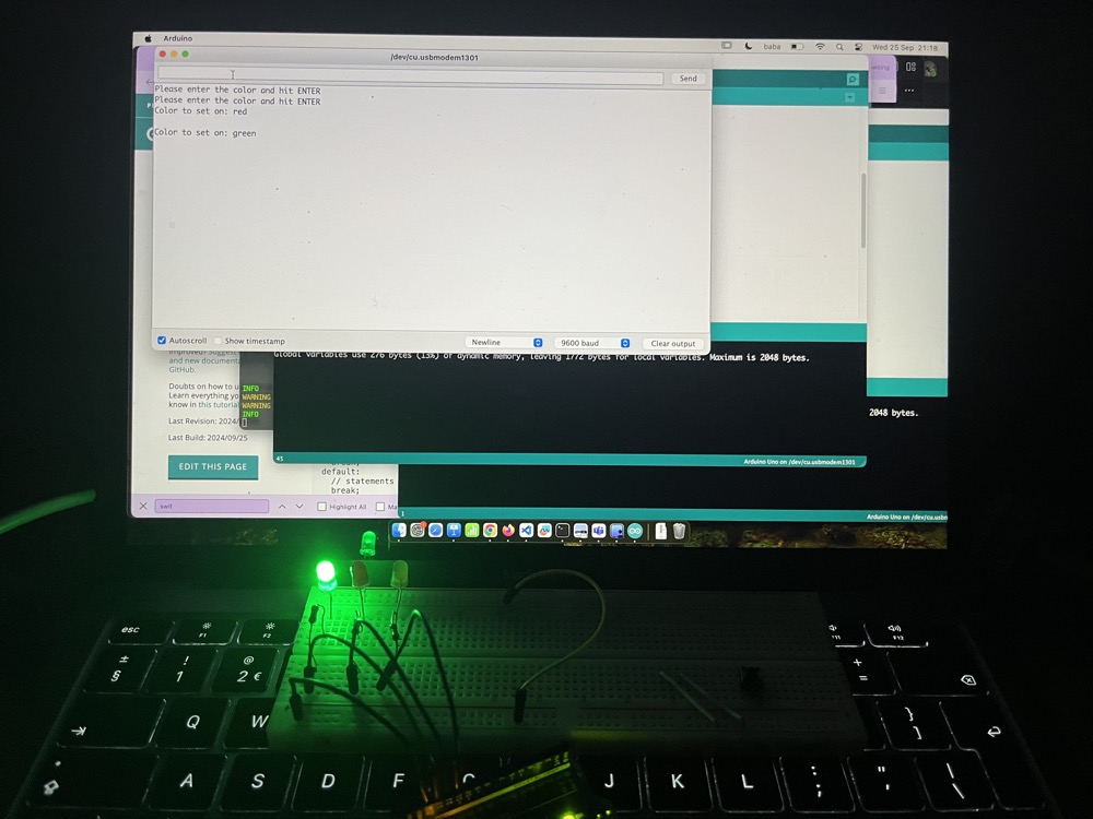 Green Led turned on