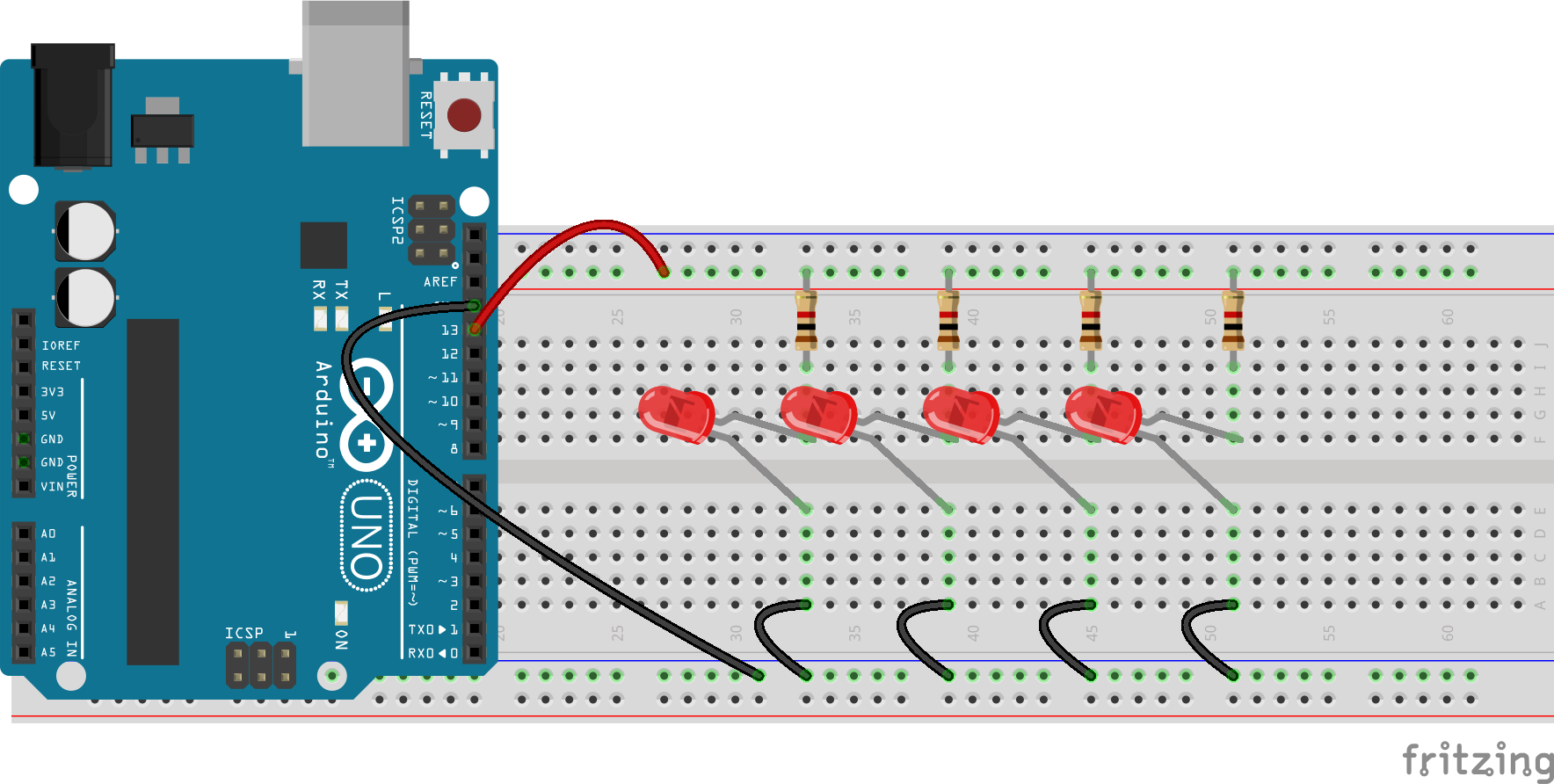 Model of the parallel leds
