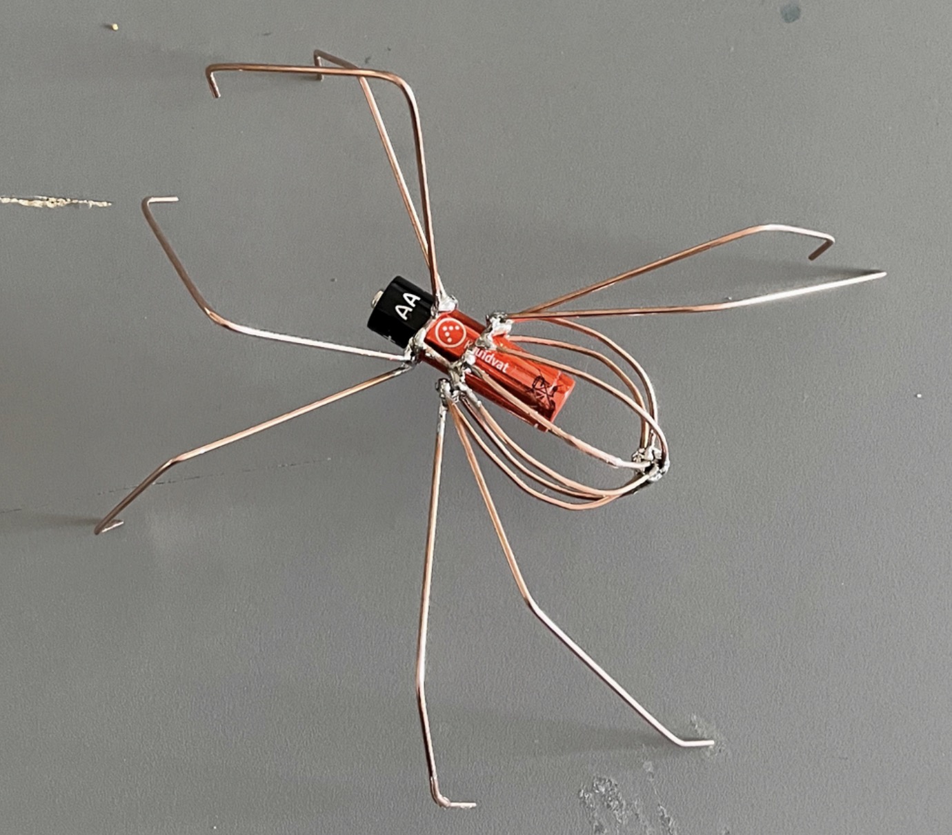 A bug made with wires and a battery
